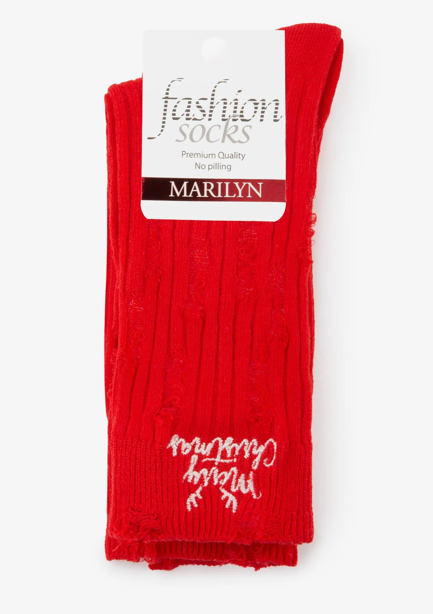 Skarpetki damskie z świątecznym napisem Merry Christmas Marilyn