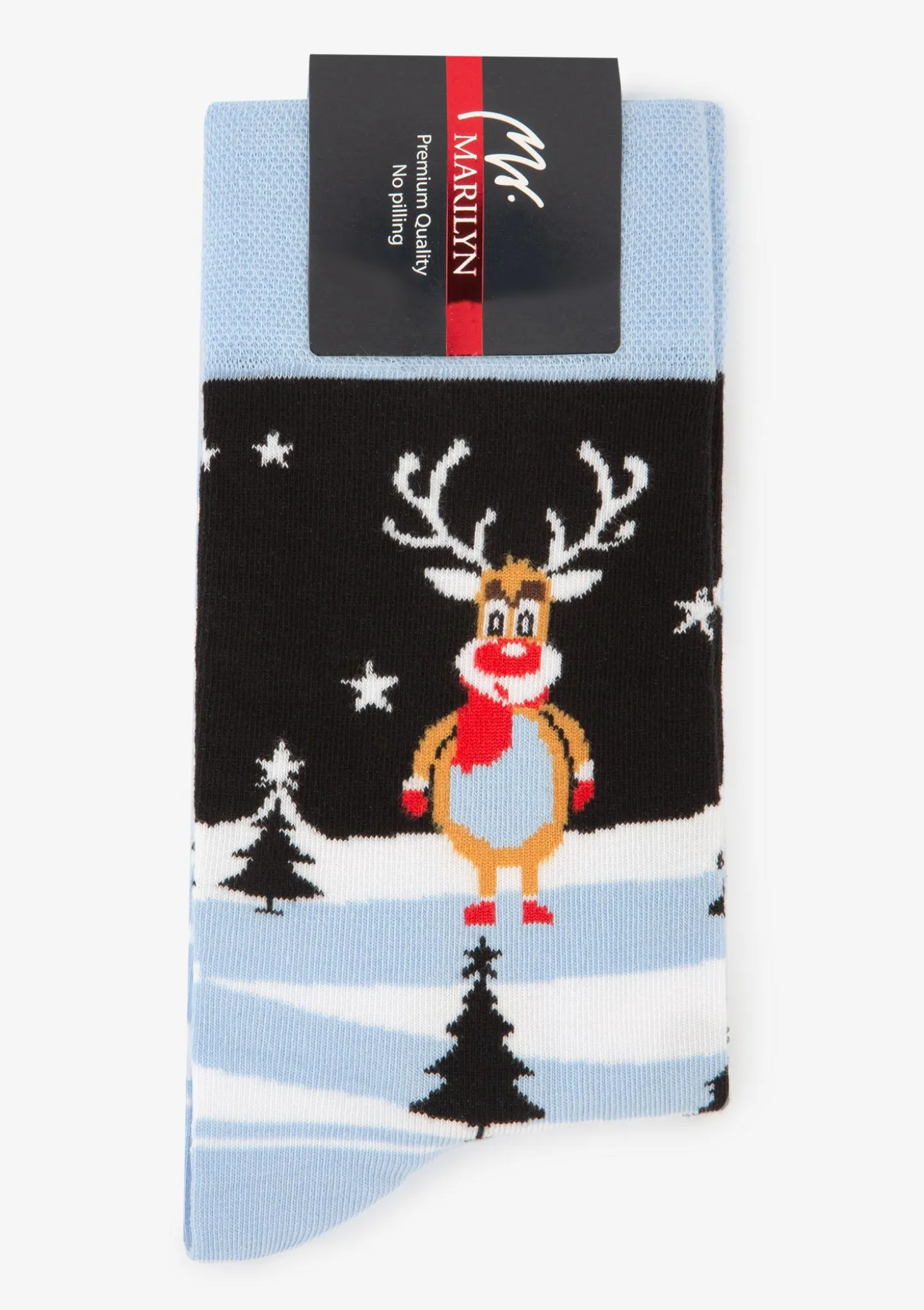 Skarpetki męskie w zimowy wzór z reniferem Santa Rudolph Marilyn