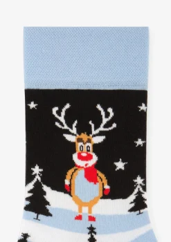 Skarpetki męskie w zimowy wzór z reniferem Santa Rudolph Marilyn