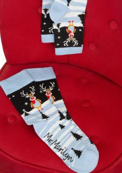 Skarpetki męskie w zimowy wzór z reniferem Santa Rudolph Marilyn
