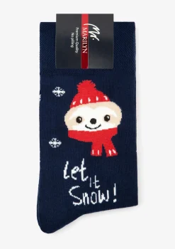 Skarpetki męskie z zabawnym wzorem leniwca w czapce Santa Sloth Marilyn