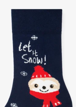 Skarpetki męskie z zabawnym wzorem leniwca w czapce Santa Sloth Marilyn