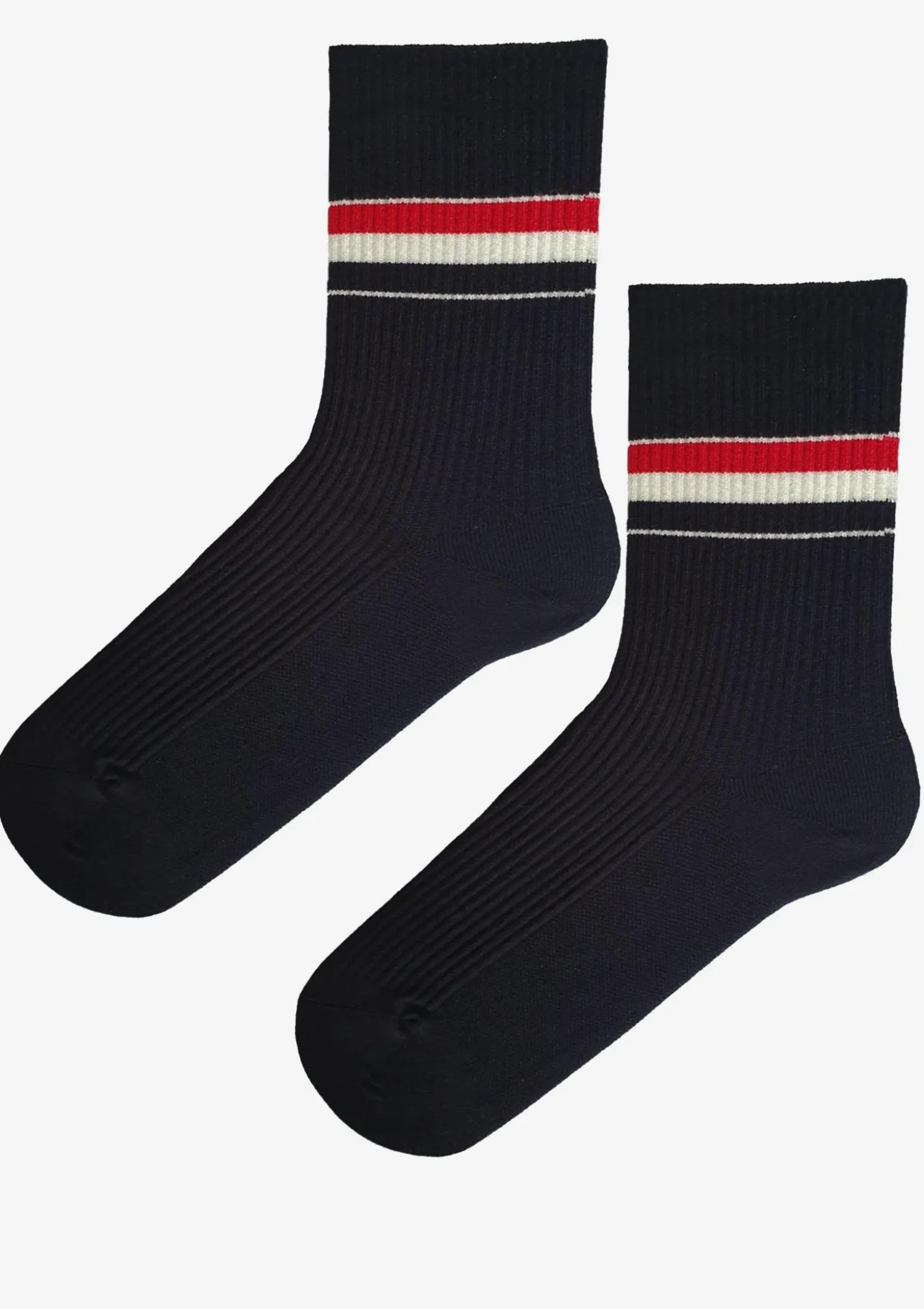 Skarpetki unisex za kostkę z czarnej prążkowanej dzianiny z kolorowymi paskami Striped
