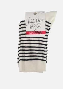 Skarpetki z czarnymi paskami i elastycznym ściągaczem Stripes