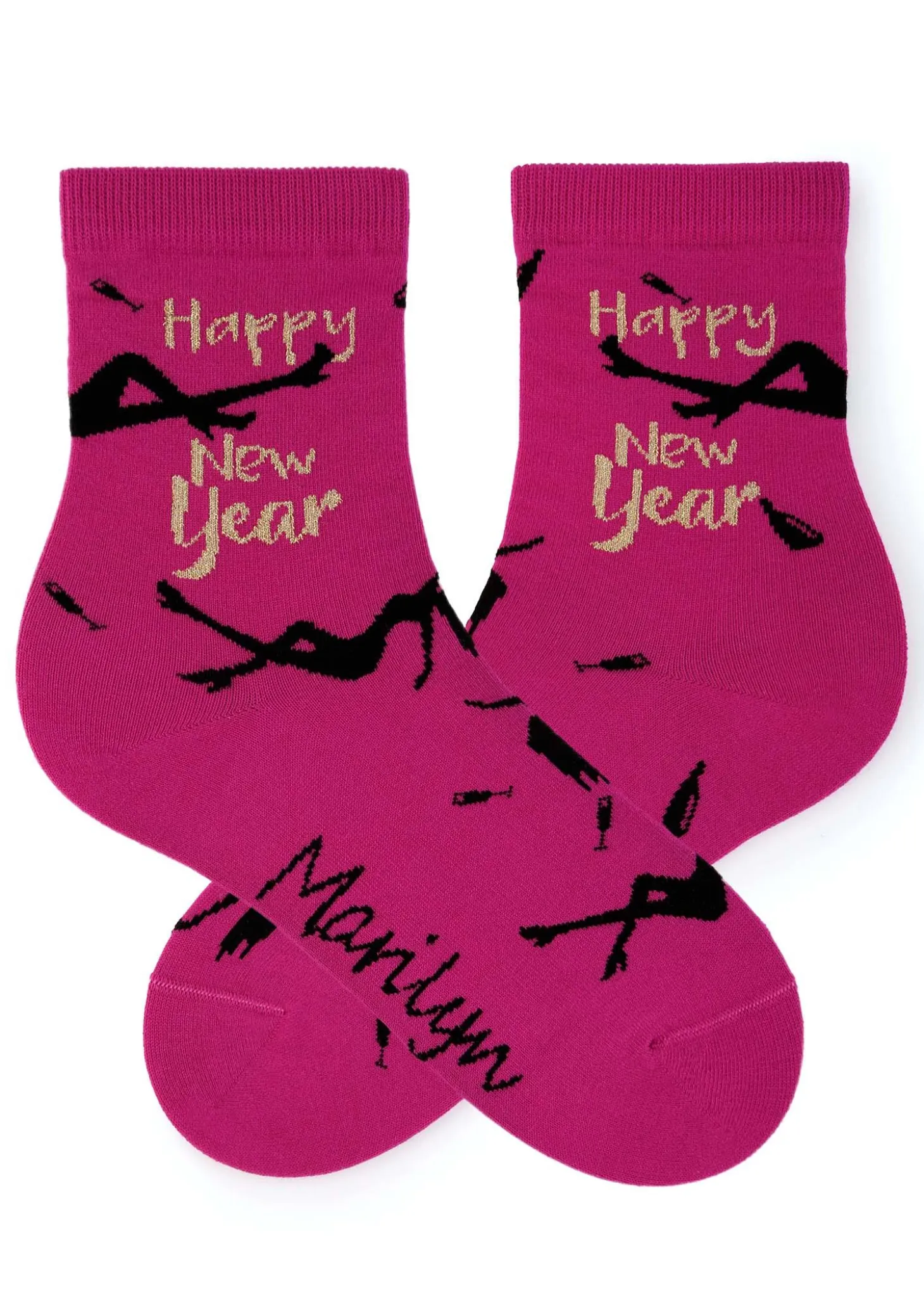 Skarpety damskie bawełniane z mieniącym się napisem Happy New Year Happy 2 Marilyn