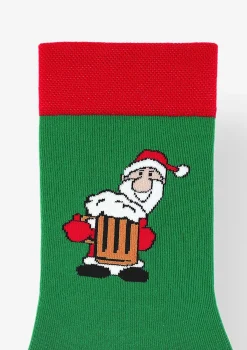 Skarpety męskie bawełniane nie do pary w świąteczne kufle piwa Santa Beer 2 Marilyn