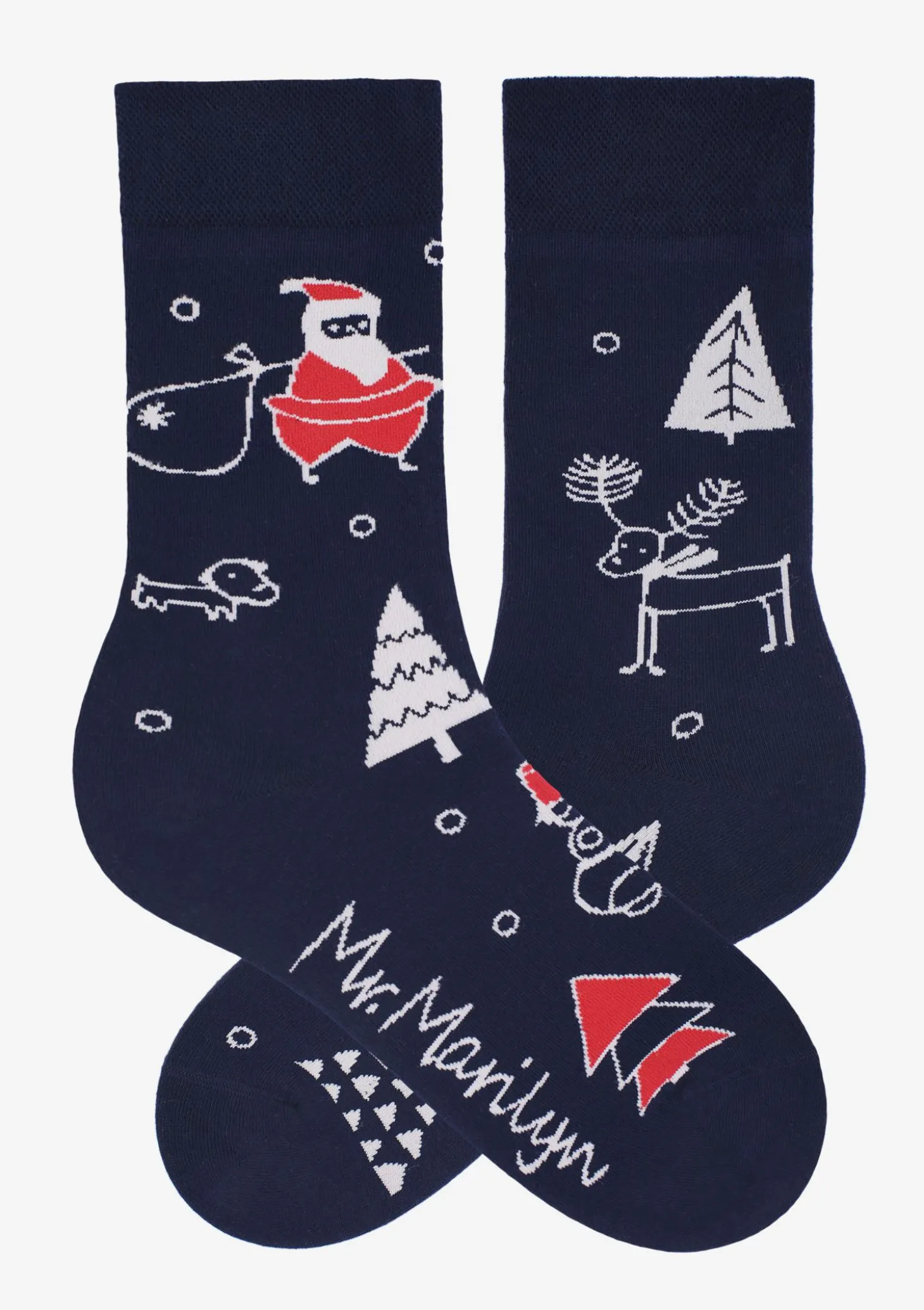Skarpety męskie bawełniane z motywem Mikołaja i reniferów Christmas Marilyn