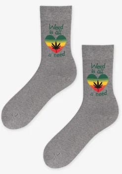 Skarpety męskie z liściem w sercu Weed Love 2 Marilyn