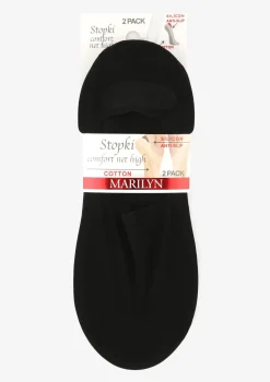 Stopki damskie czarne z przewiewnej siateczki i silikonowym paskiem Comfort Net High Marilyn
