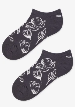 Stopki damskie szare z kwiatowym wzorem Footies Flora Marilyn