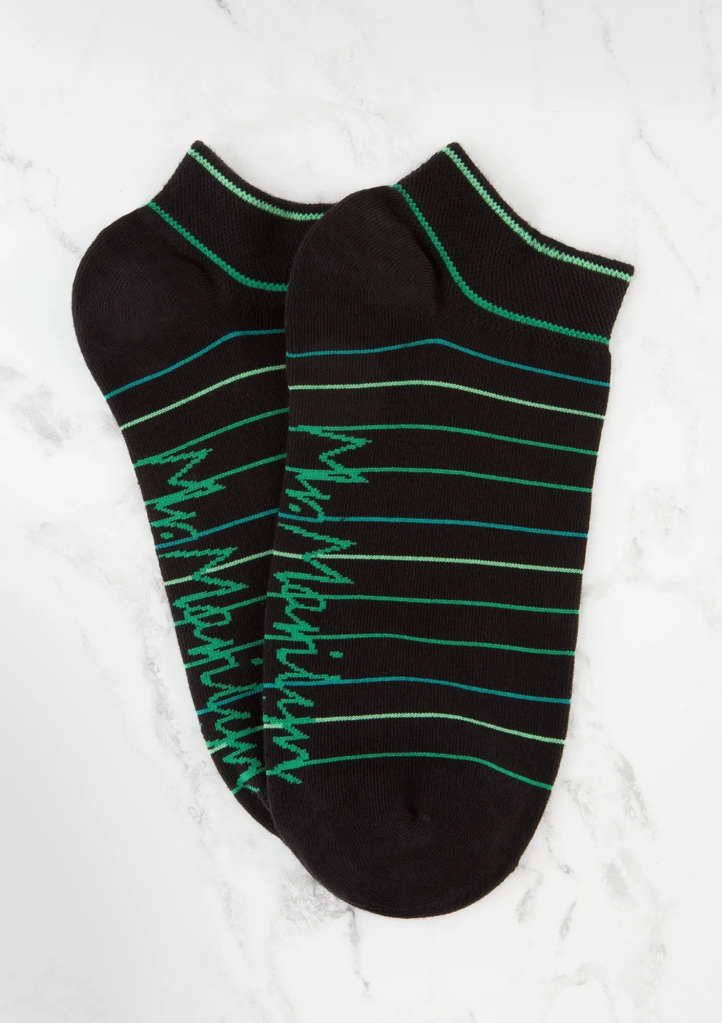 Stopki męskie bawełniane w dynamiczne zielone paski Stripes 2 Marilyn