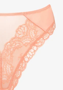 Stringi damskie koronkowo satynowe w melonowym kolorze Melon Poupee Marilyn