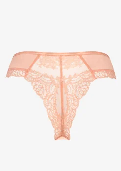 Stringi damskie koronkowo satynowe w melonowym kolorze Melon Poupee Marilyn