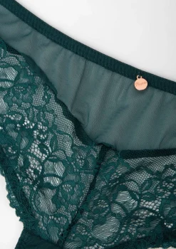 Stringi damskie tiulowe z koronką w kolorze szmaragdowej zieleni Rebecca Poupee Marilyn