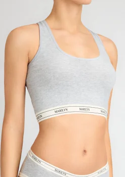 Szary tank-top z oddychającej bawełny z elastyczną taśmą - Denise