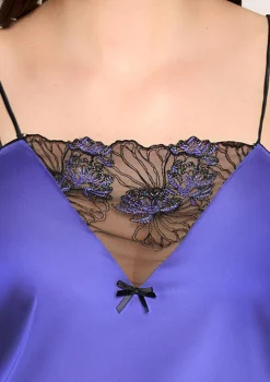 Top damski z greckiej kobaltowej satyny Arabesque Poupee Marilyn
